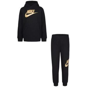 New! NIKE Baby 2-Piece Set Hoodie & Jogger/Sweatpant Black Gold 24 Months